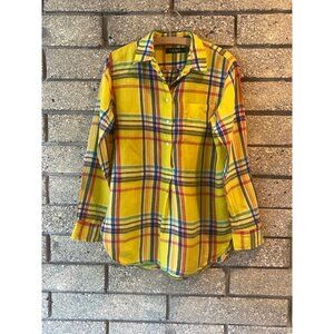 Lauren Ralph Lauren Yellow Multicolor Plaid Button-Down Shirt SP linen
